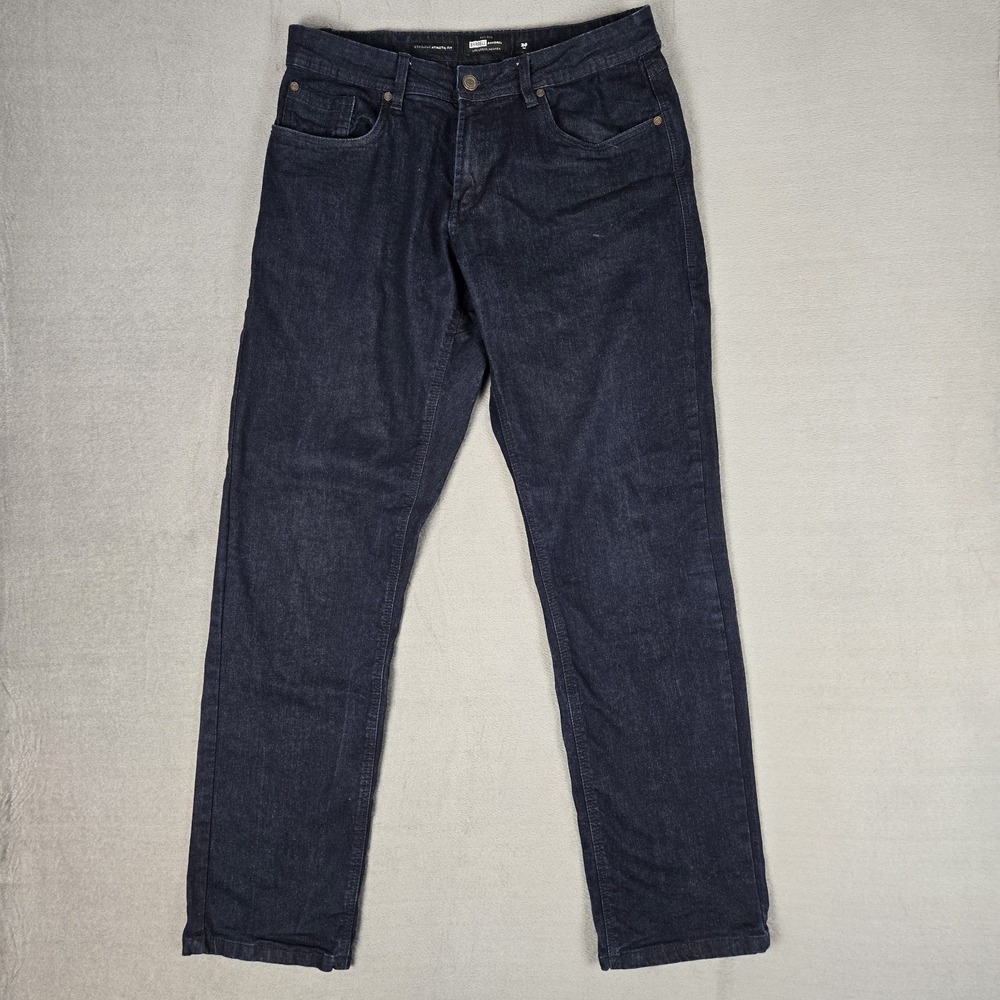 Barbell Apparel Jeans Mens 36x34 Blue Straight Athletic Fit Stretch Dark Denim